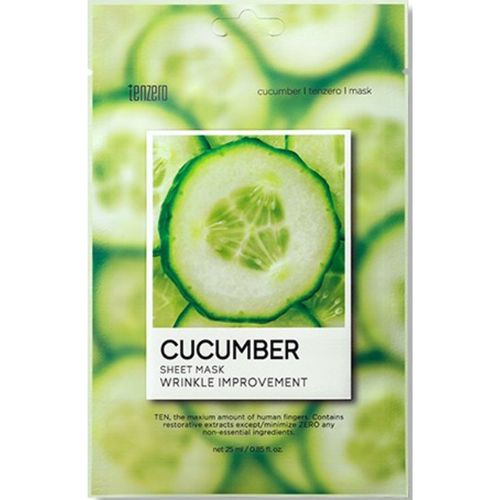 TENZERO Маска тканевая с экстрактом огурца - Cucumber Sheet Mask, 25мл