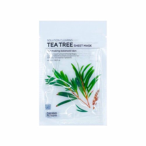 TENZERO Маска тканевая с экстрактом чайного дерева - Solution Clearing Tea Tree Sheet Mask, 25мл