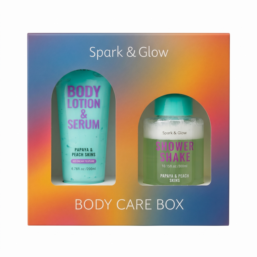 Spark'&Glow Набор подарочный для тела с ароматом папайи и персика, 2 предмета