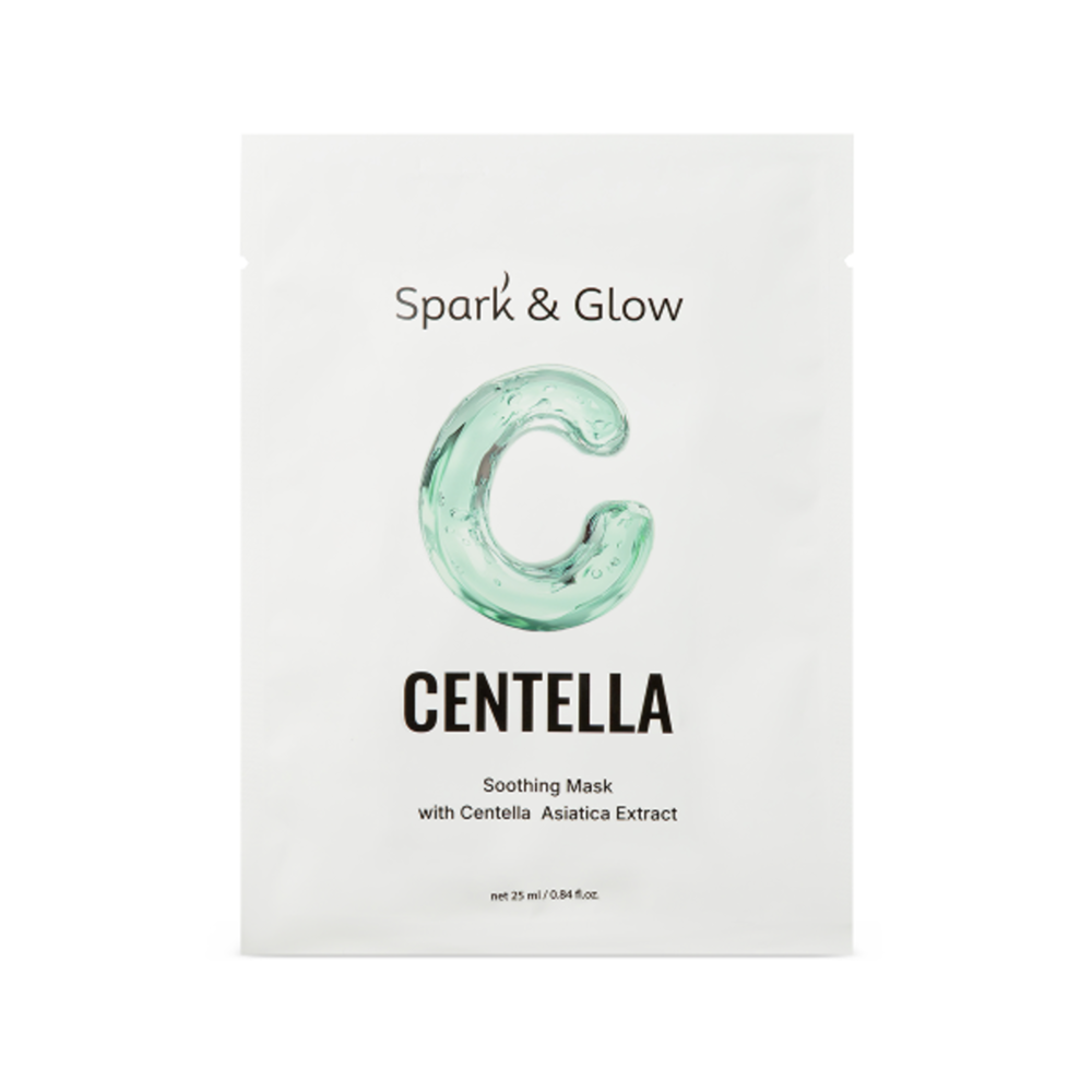 Spark'&Glow Набор масок тканевых с центеллой - Soothing mask with centella asiatica extract,10 шт