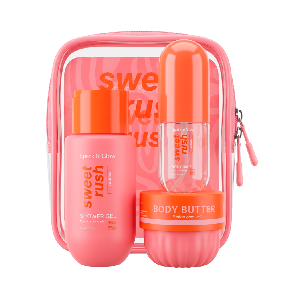 Spark'&Glow Набор для тела с ароматом кокоса и ванили - Body travel set vanilla blur,(50*110*35) мл