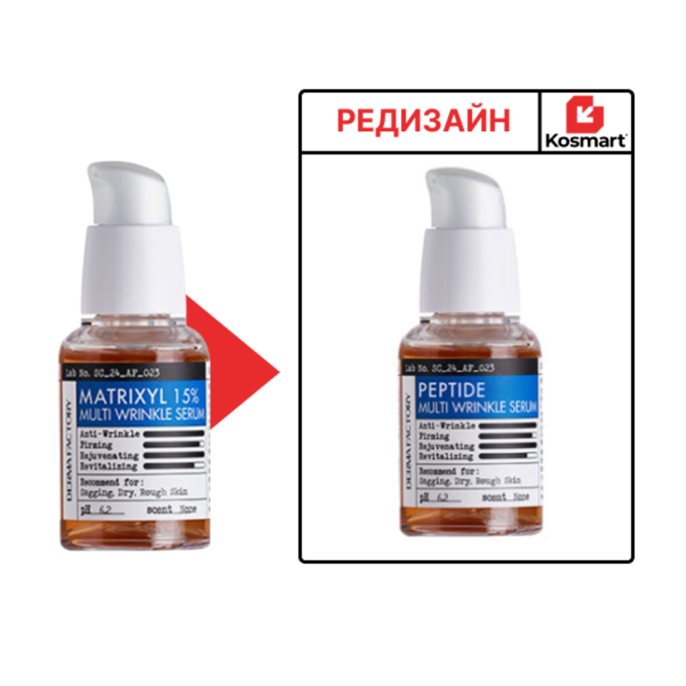 Derma Factory Сыворотка омолаживающая с пептидами - Peptide multi wrinkle serum, 30мл