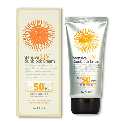 3W Clinic Крем для лица солнцезащитный - Intensive UV sun block cream SPF50+/PA++, 70мл