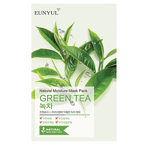 Eunyul Маска тканевая с экстрактом зеленого чая - Natural moisture mask pack green tea, 22г