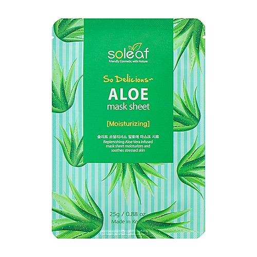 Soleaf Маска для экспресс-увлажнения с алоэ - So delicious aloe mask sheet, 25мл