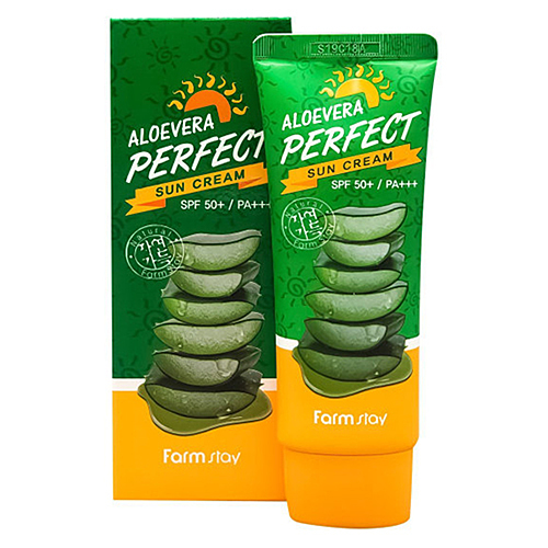 FarmStay Крем для лица и тела солнцезащитный - Aloe vera perfect sun cream SPF50+/PA+++, 70мл