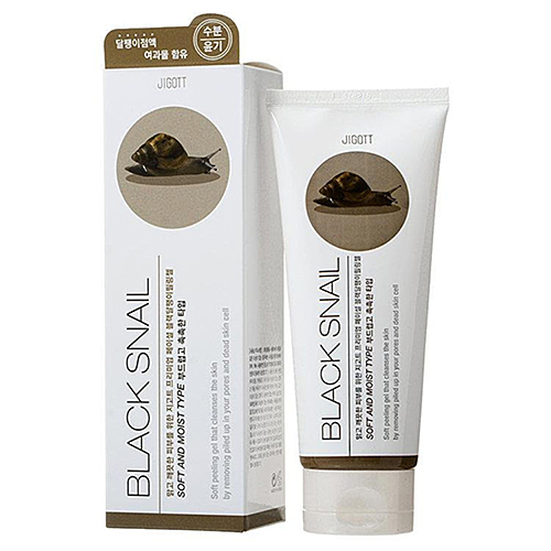 Jigott Гель-пилинг с экстрактом слизи черной улитки - Premium facial black snail peeling gel, 180мл