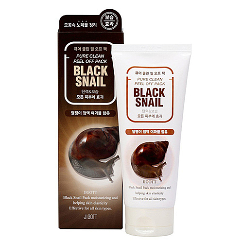 Jigott Маска-пленка очищающая с муцином черной улитки - Black snail pure clean peel off pack, 180мл