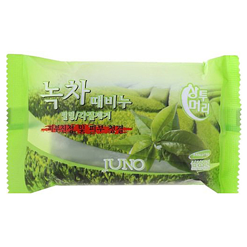 Juno Мыло отшелушивающие с зеленым чаем - Green tea peeling soap, 150г